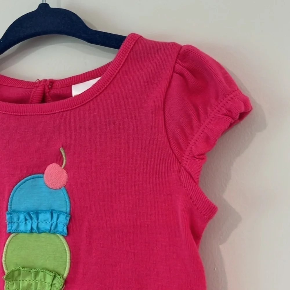 GYMBOREE NWOT Infant 3-6mo Short Sleeve Dress Tunic Ice Cream Pink Embroidered